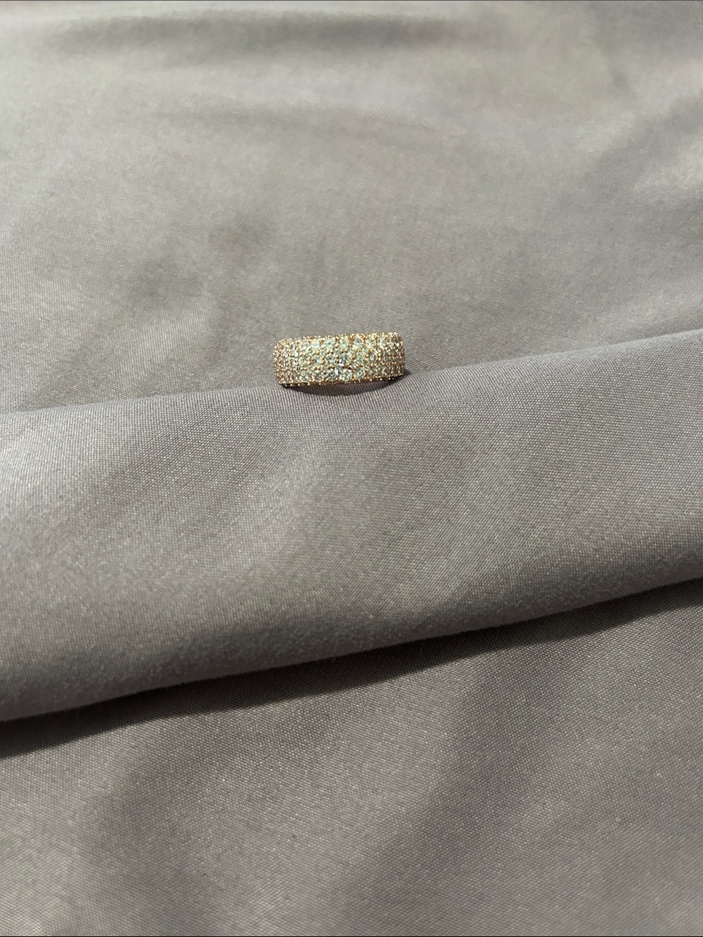 Pavé Crystal Wide Band Ring in Rose Gold Tone, size 5.5
